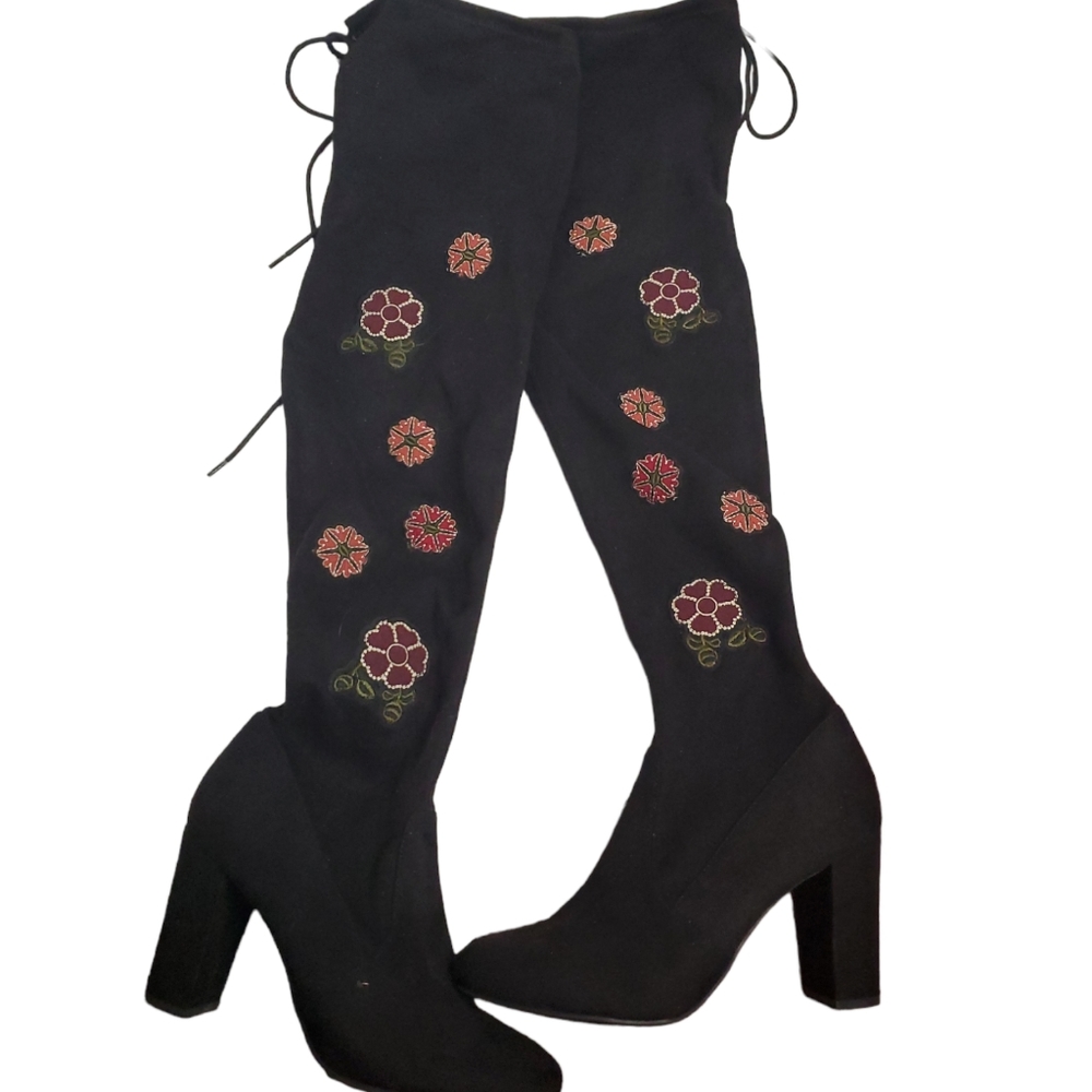 Chinese Laundry Black Heeled Over the Knee Boots